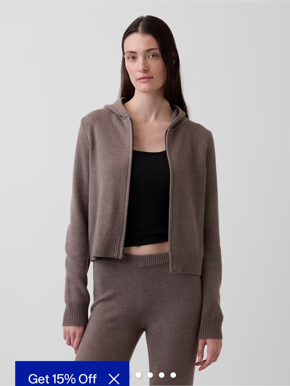 GAP Women's Taupe Hooded Zip Sweater Jacket - Brown